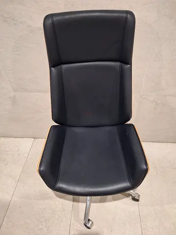 Office leather chair with wooden back