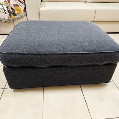 Dark grey fabric ottoman/pouf /foot stool with storage- good condition [MUST GO TODAY]