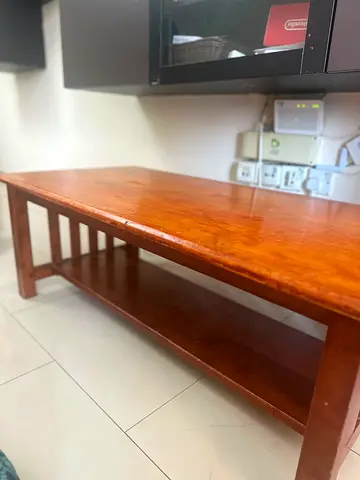 Solid Wood Low Coffee Table  with Lower Shelf - Good Condition, Purchases from Home center