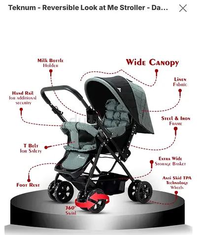 Teknum Reversible Look-at-Me Stroller with Wide Canopy - Lightly Used
