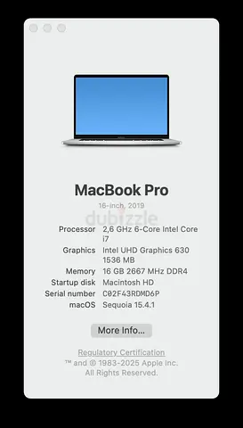 MacBook Pro 16-inch (2019) - Intel Core i7, 16GB RAM, 512GB