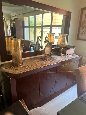 Solid Wood Sideboard / Console Table with Mirror - Good Condition