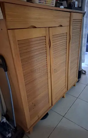 Solid Wood Shoe Cabinet / Storage Cupboard - Light Oak Finish