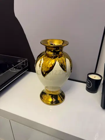 Gold and White Decorative Floral Vase