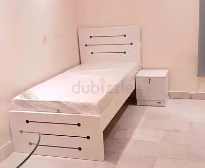 Brand New Single White Bed Frame with Mattress and Matching Nightstand