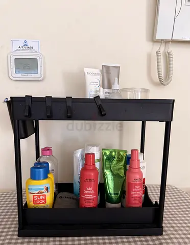 S2C Non-Slip Under Sink Organizer, Multi-Purpose Organizer With Hooks  Cup, for Kitchen, Bathroom,