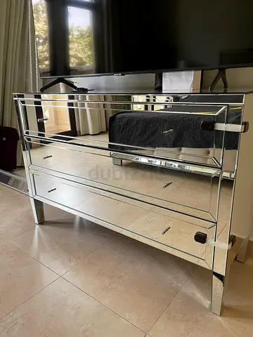 The One Modern Mirrored Three Drawer Dresser - Damaged