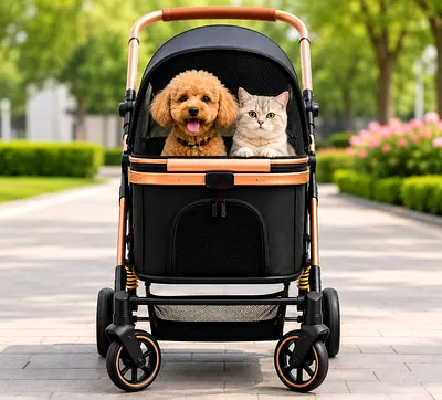 Luxury Pet Stroller for Cats  Small Dogs – Detachable Carrier Basket