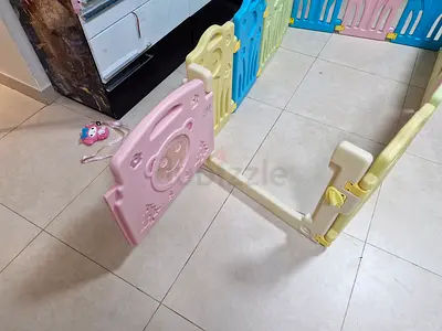 Used Baby Playpen/Fence - Multicolor Plastic Panels, Good Condition