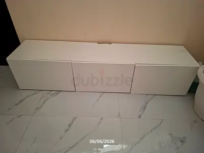 White wall-mounted storage cabinet / TV shelf - used, good condition