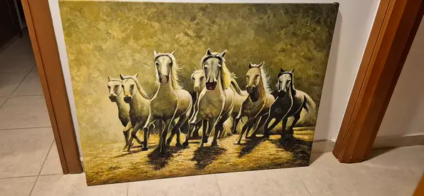 Large Canvas Painting of Running Horses