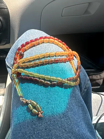 Amber-colored prayer beads (Tasbih) — used, good condition