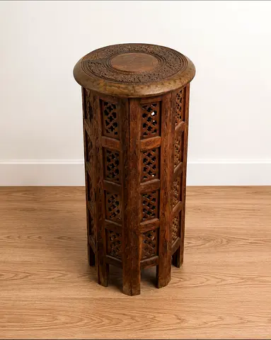 Marina Home Hand-carved Antique-style Wooden Accent Stool/Side Table