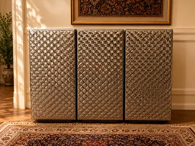 Marina Home Leather Modern Silver Textured Room Corner Decoration