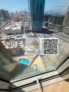 Furnished studio in Horizon Towers with semi-separated kitchen and panoramic creek view, near Nesto