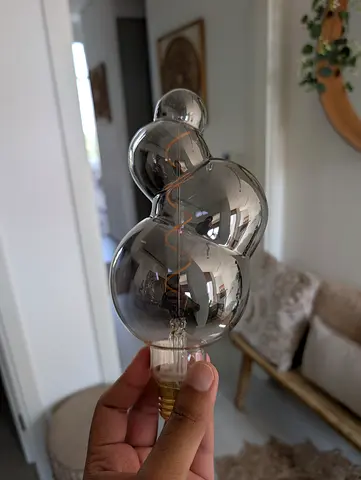 ⫸ *BRAND NEW* 2x Large Designer Decorative E27 Vintage Bulbs | Silver Mirror Grey LED Warm White