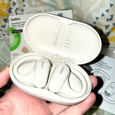 Belkin SoundForm ClearFit Open-Ear Wireless Earbuds with Charging Case - White