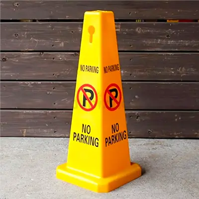 No Parking Sign safety cone
