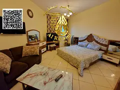 Studio apartment with an open view and balcony, including bills and parking, in Orient Towers.