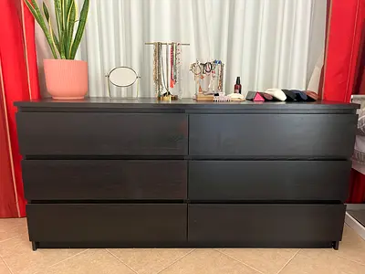 IKEA Malm chest of 6 drawers (black brown)