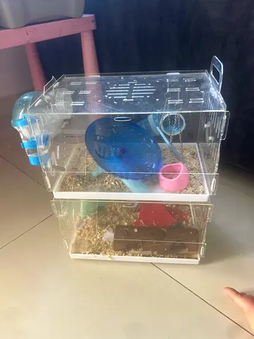Compact Clear Multi-level Hamster Cage with Wheel and Accessories