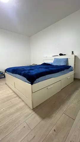 White Single Storage Bed with Drawers + matress