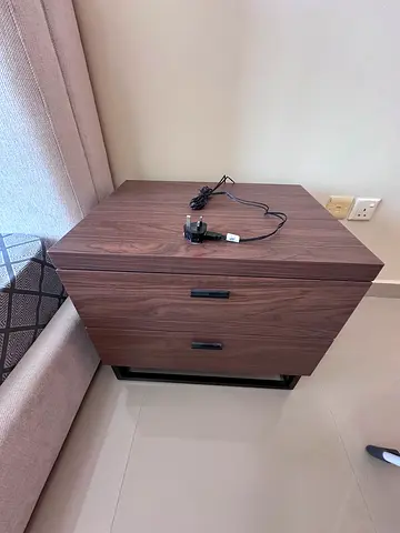 Wooden bedside nightstand with two drawers - good condition