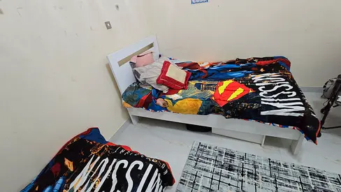 White single bed frame with under-bed storage - good condition with mattress