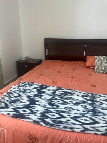 Bed with mattress and bedside table - good condition