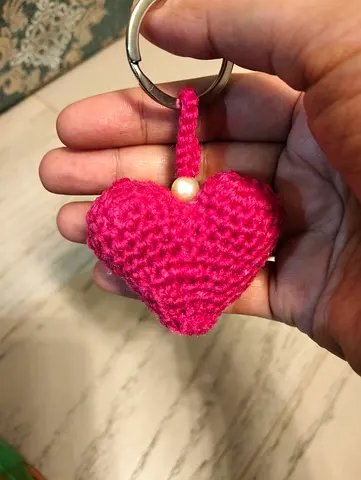 Crocheted Heart Keychain