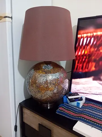 Decorative pair of Ceramic Table Lamps with brown shades