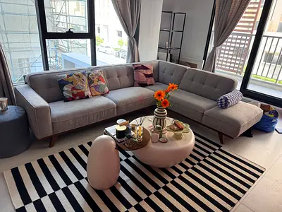 Light grey L-shaped sectional sofa