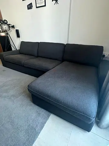 KIVIK - Dark Grey L-Shaped Corner Sofa - 3 Seater with Chaise