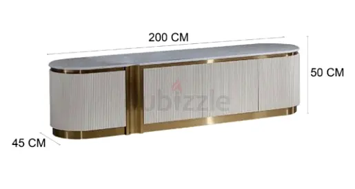 Modern 200cm White and Gold TV Console / Entertainment Unit