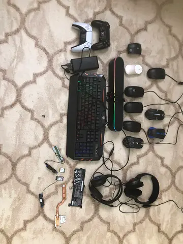 Mixed PC Peripherals Bundle — Keyboard, Headsets, Mice, Docking Speaker and Misc PC Parts