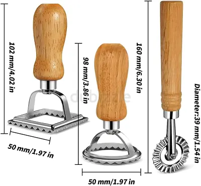 Wood Handle Ravioli / Dumpling Stamp Set (5 pcs)