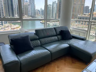 Leather Sofa with Chaise