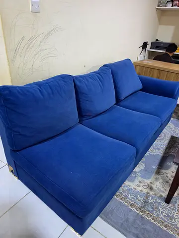 Blue 3-Seater Fabric Sofa in Good Condition