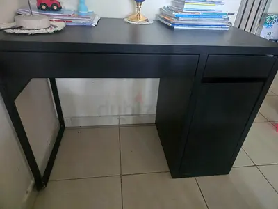 URGENTLY Sale: Black Wooden IKEA Computer Desk with Drawer and Cabinet - Good Condition