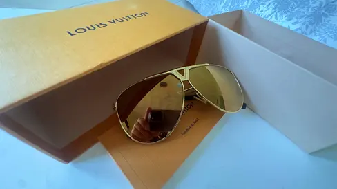 Louis Vuitton Gold Mirrored Z2314U Tonca Pilot Sunglasses