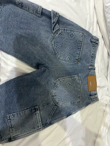 Pre-owned Louis Vuitton Monogram Cargo Jeans - Size 42-43 (small to medium size, Good Condition