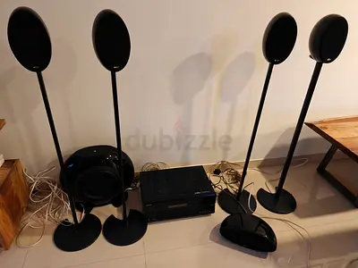 KEF KHT3005SE 5.1 Speaker System (Gloss Black) + Onkyo 7.2 Receiver + Original Stands
