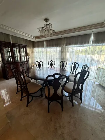 Formal Dining Set – Round Table + 10 Chairs + China Cabinet