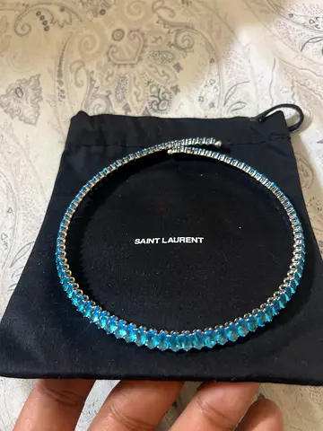Jewelery  Neckless Aqua Blue tennis Blue crystal neckles saint Laurant  Brand