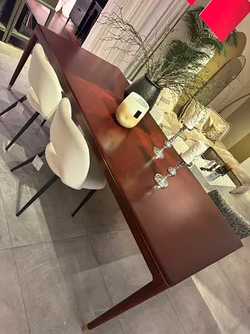 Solid Wood Dining Table - Large Rectangular, Dark Mahogany Finish