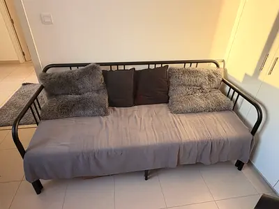 IKEA Metal Daybed with Cushions — Black, Good Condition