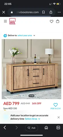 Wooden Sideboard buffet Cabinet with 3 Drawers and 2 Doors - Light Oak Finish