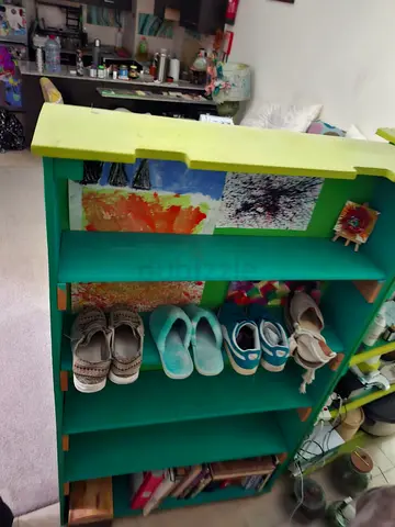 designed shoe rack or shelving unit