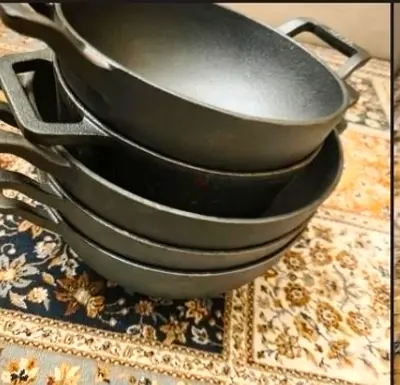 Set of Pre-Seasoned Cast Iron Cookware. New. Unused. Meyer And Prestige. AED 365 For All.