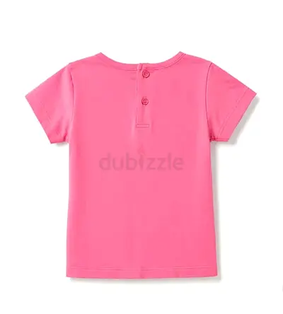 Pink short-sleeve childrens T-shirt (back view) - size not specified